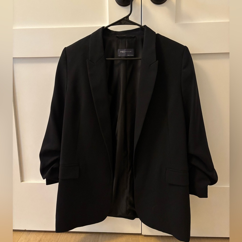 Marks & Spencer Black Blazer with Ruched Sleeves